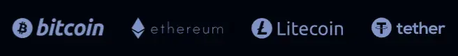 Способы оплаты: Bitcoin, Ethereum, Litecoin, Tether (USDT)